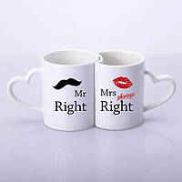 Парные чашки для влюбленных в виде сердца mr&mrs always right «T-s»