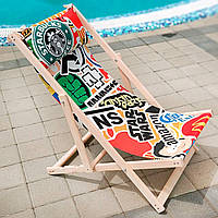Кресло шезлонг раскладной для пляжа и бассейна деревянный, лежак пляжный Стикеры «T-s»