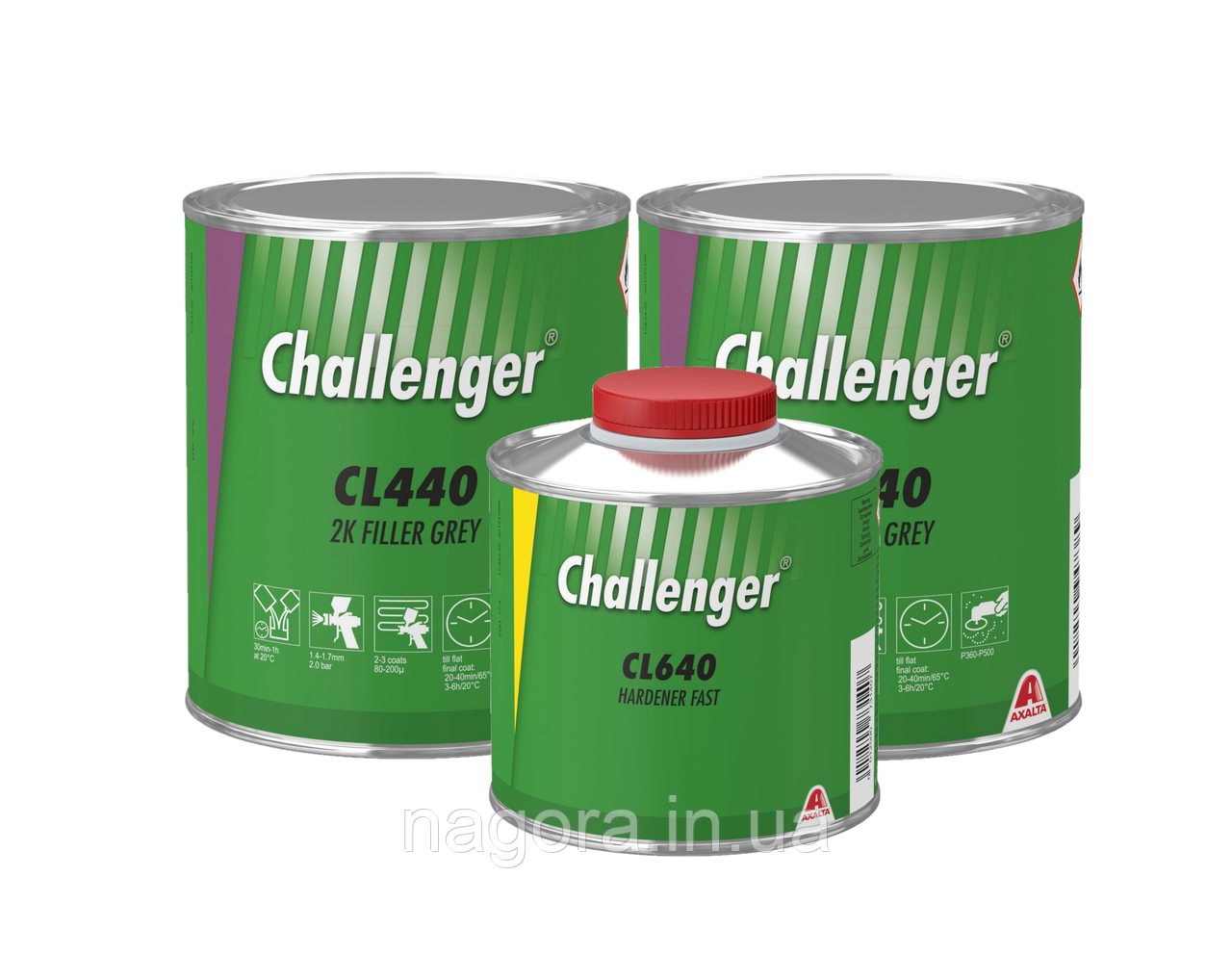 Грунт-наповнювач Challenger CL440G Grey (Грунт 2л + затв. швидкий CL640 0,5л), фото 1