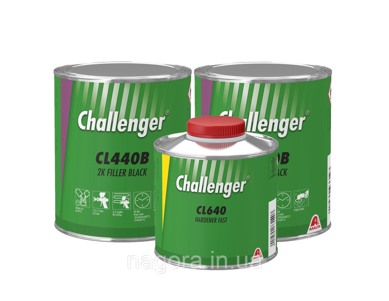 Грунт-наповнювач Challenger CL440B Black (Грунт 2л + затв. швидкий CL640 0,5л)