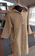 Тепле пальто-кардиган жіноче на кнопках з широким рукавом T115k Бежевий