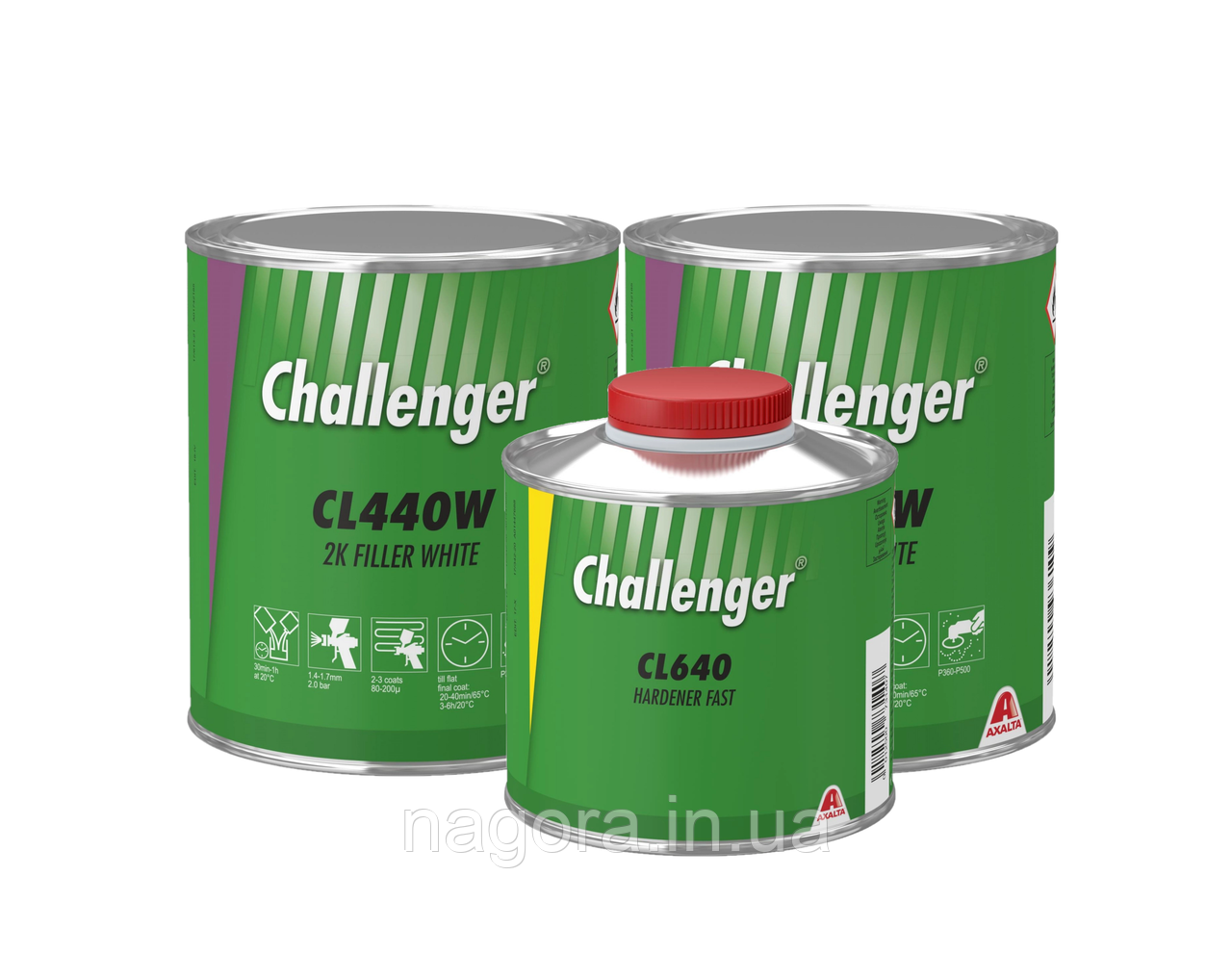 Ґрунт-наповнювач Challenger CL440W White (Грунт 2л + затв. швидкий CL640 0,5л)