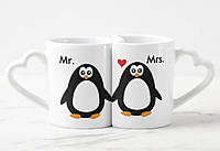 Парные чашки для влюбленных в виде сердца Mr&Mrs «T-s»