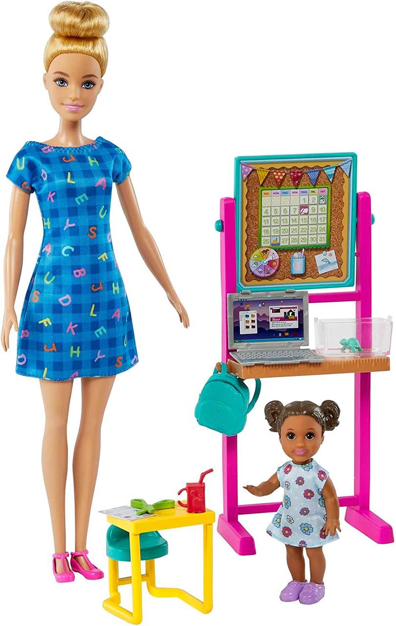 Лялька Барбі Катерина блондинка з лялькою-малюком Barbie Teacher Blonde Toddler (HCN19)