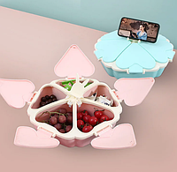 Органайзер для сладостей Peach Heart Shape 5 отсеков с подставкой для телефона WO-27 розовый «T-s»