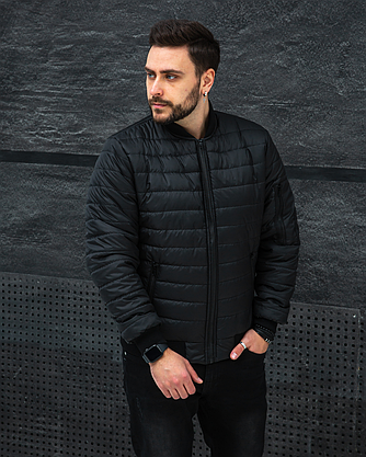 Чоловічий бомбер весняно-осінній Пітсбург чорний, Чоловічі куртки бомбери весняні короткі на блискавці L, Чорний, фото 2