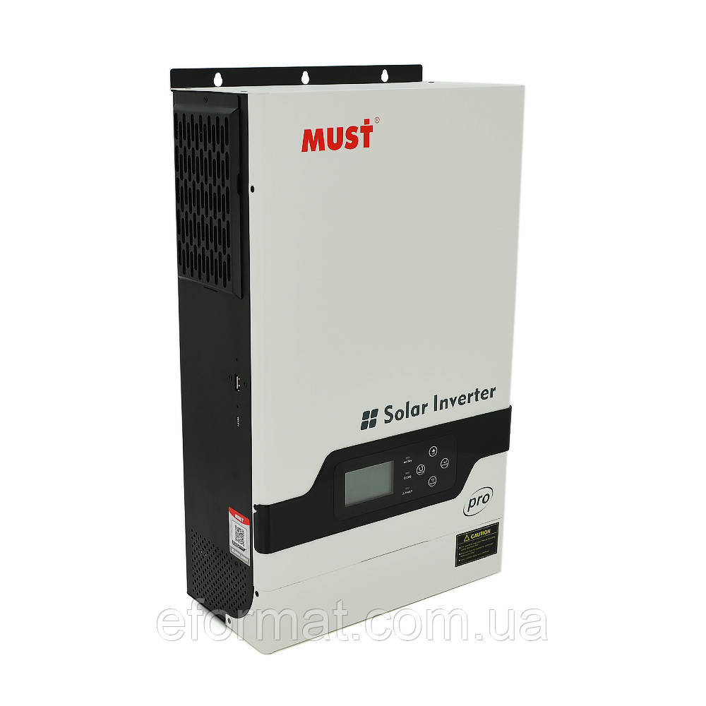 Гібридний інвертор MUST PV18-5248PRO, 5200W, 48 V, струм заряду 1-60A, 160-275V, MPPT (80А, 450 Vdc)