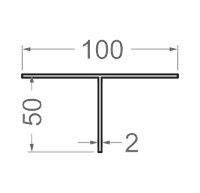 Алюминиевый тавр, т профиль 100х50х2 SY 41002