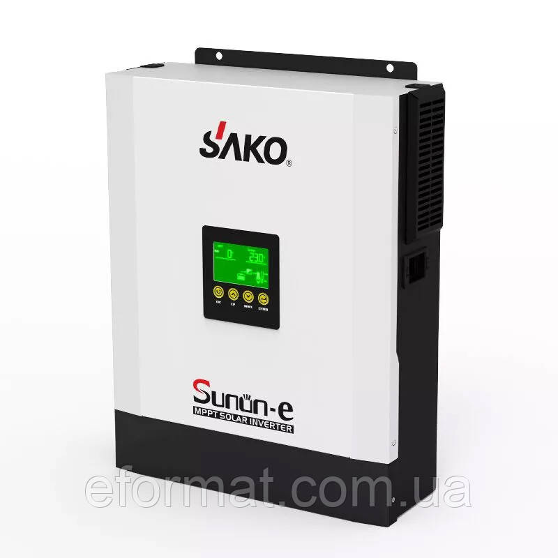 Гібридний інвертор SAKO 3000-24, 3000 VA/2400W, 24 V, струм заряду 0-80A, 170-280V, MPPT (80А, 120-450 Vdc)
