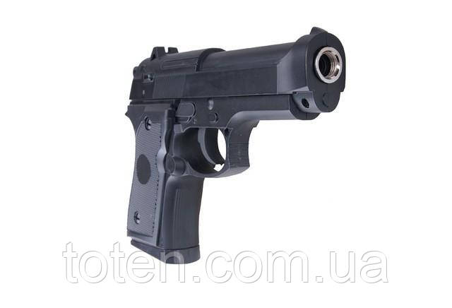 Пістолет металевий чорний колір на кульках 6 мм ігровий, фото 1