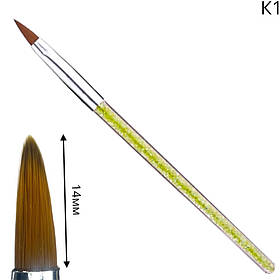 Пензель для майстра манікюру для дизайну та нарощування K1 нігтів 1шт., зі стразами