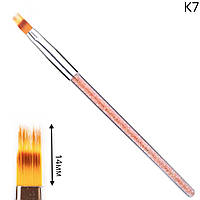 Пензель для майстра манікюру для дизайну та нарощування нігтів 1шт., зі стразами для омбре К7