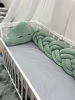 Подушка декоративная в детскую кроватку велюр Тучка фисташковый