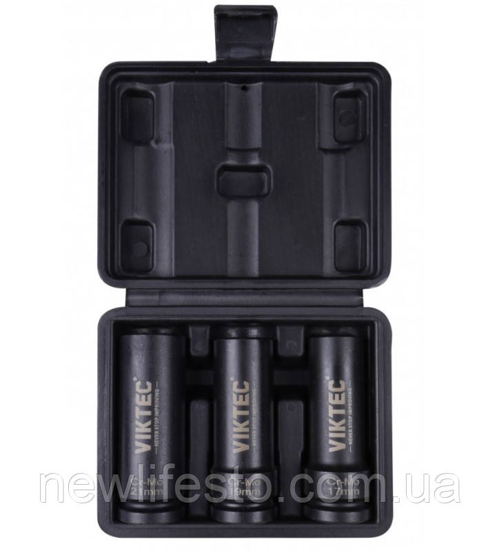 Набір головок для пошкоджених болтів і гайок 17, 19, 21 мм VIKTEC, фото 1