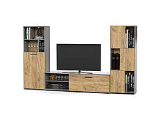 Меблева стінка для вітальні Joy 2, Accord колір сірий / дуб табако, фото 4