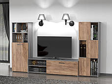 Меблева стінка для вітальні Joy 2, Accord колір сірий / дуб табако, фото 5