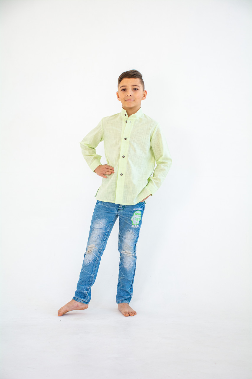 Дитяча бавовняна сорочка для хлопчика з довгими рукавами