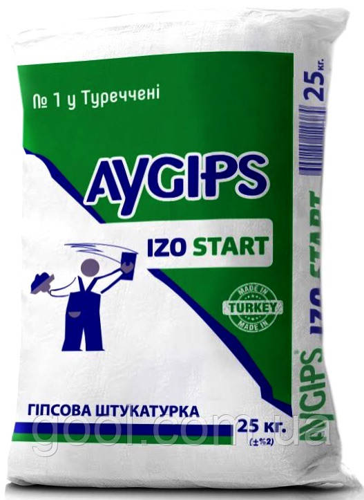 Шпаклівка Ізогіпс Аігіпс Ізо Старт (Aygips Izo Start) стартова гіпсова мішок 25 кг Туреччина