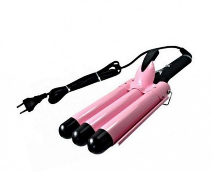 Плойка Потрійна Хвиля Щипці для Волосся Gemei GM- 1956 Pink (112670 ...