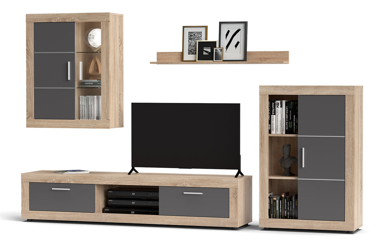 Меблева стінка  Fiordo, Accord колір дуб сонома/дуб сонома, графіт