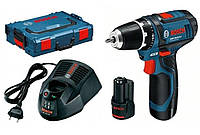 BOSCH GSR 10,8 V-2-LI Professional - Акумуляторний дриль-шупуповерт, L-BOXX, 2,0 А*год