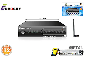 Цифрова приставка для телевізора Т2 тюнер із підтримкою Wi-Fi Eurosky ES-17+ антена Wi-Fi