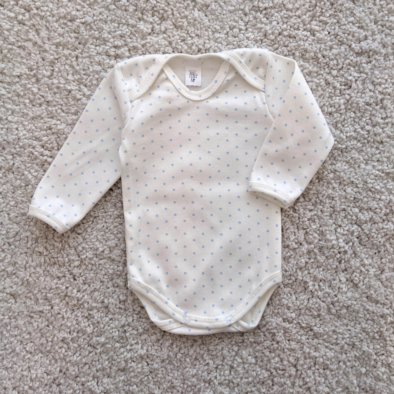 Боді для малюків (молочний, блакитний горошок), фото 1