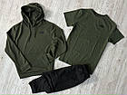 Чоловічий спортивний костюм The North Face 3в1 чорний з хакі  ⁇  Комплект Зе Норт Фейс Худі + Штани + Футболка, фото 6