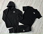 Чоловічий спортивний костюм The North Face 3в1 чорний з хакі  ⁇  Комплект Зе Норт Фейс Худі + Штани + Футболка, фото 4