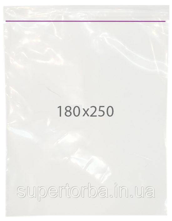 Пакети із застібкою zip поліетиленові розмір 180х250 мм 100 шт/уп., фото 1