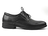 Туфлі шкіряні дербі з резинками на повну стопу з підсиленою підошвою взуття великих розмірів Derby RezBlack BS, фото 3