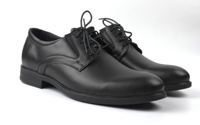 Туфли кожаные дерби с резинками на полную стопу с усиленной подошвой обувь больших размеров Derby RezBlack BS 1775630025