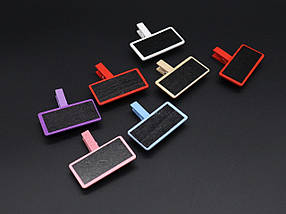 Дерев'яний цінник прищіпка, Чорна табличка-цінник для написання крейдою (1шт), Бейдж з дерева 50*25 мм (1011), фото 4