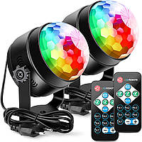 LUNSY Disco Ball Party Light Музыкальная Светодиодная Диско-Шар RGB Disco Light 360° 2 шт