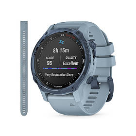 Смарт- годинник Garmin Descent Mk2S Mineral Blue with Sea Foam Silicone Band (010-02403-07)