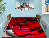 Покрытие для стола, мягкое стекло с фотопринтом, Роса на розе 60 х 100 см (1,2 мм)
