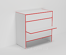 Торговий робочий прилавок-каса з шириною 1200 мм ЕК-11+ з бортиком та шухлядою