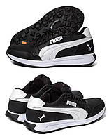 Мужские кожаные кроссовки Puma (Пума) Classic Leather Black, мужские черные кеды повседневные. Мужская обувь