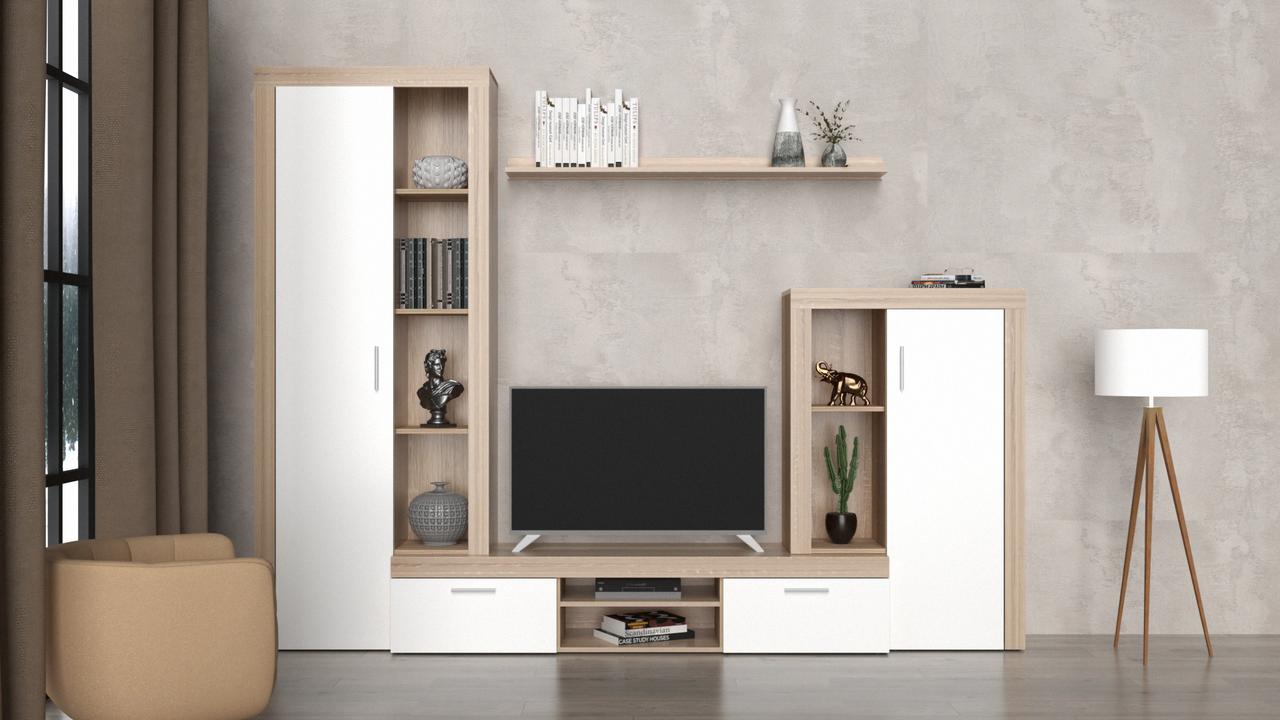 Стінка для вітальні Nobel  Accord,  колір  дуб сонома / білий