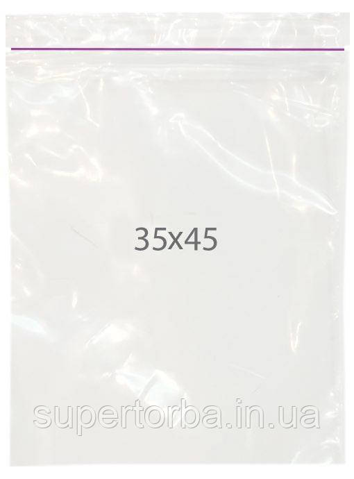 Прозорі пакети із застібкою розмір 3,5x4,5 100шт./уп., фото 1