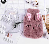 Пухнаста грілка Кролик рожева / Грілка для рук / Грілка водяна / Пухнаста водяна грілка-іграшка для дітей та дорослих, фото 3