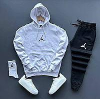 Спортивный костюм мужской Jordan черный с белым весна-осень , Демисезонный костюм двунитка Джордан черно-белый