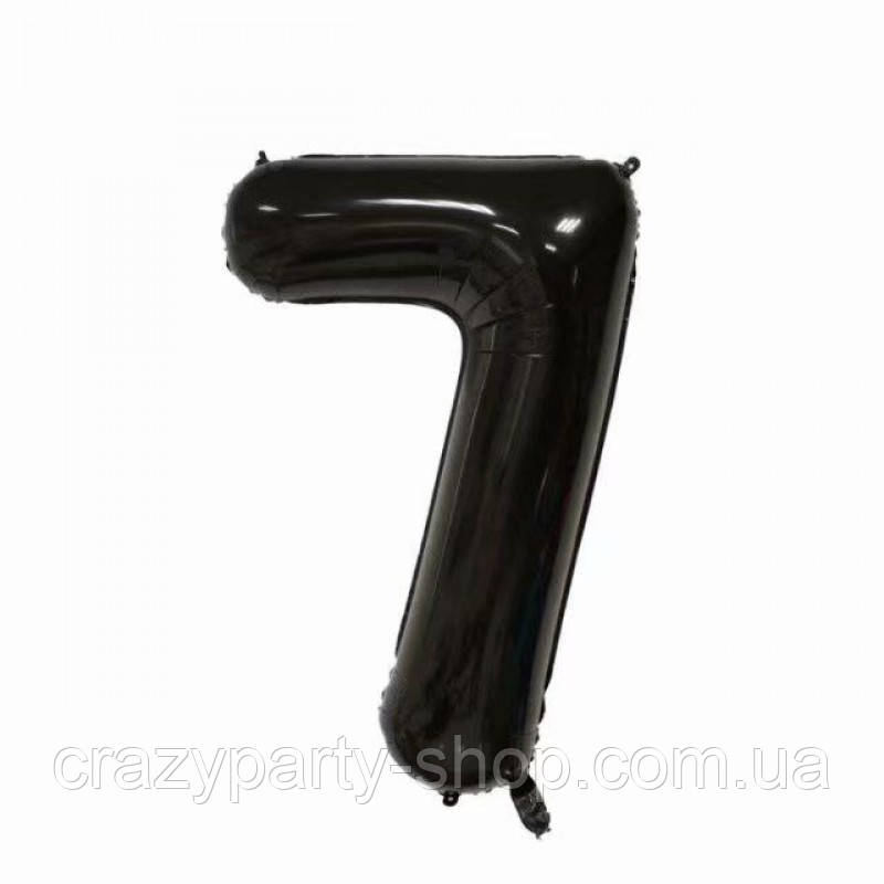 Куля фольгована Цифра 7 чорна  76 см, фото 1