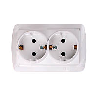 Розетка подвійна з заземленням 16 А Acura біла