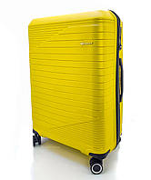 Дорожный большой полипропиленовый чемодан Snowball 24103 на 4 двойных колесах желтый