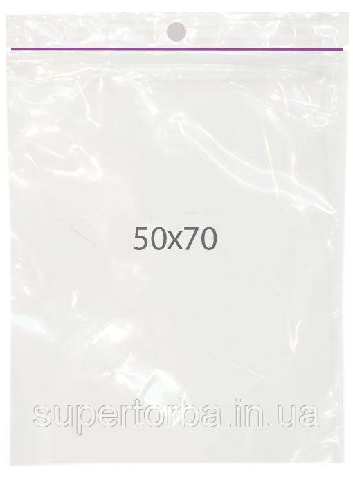 Пакети поліетиленові із замком з отвором розмір 5x7 100 шт/уп., фото 1