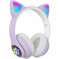 Навушники з вушками бузкові GlowEars CatTunes бездротові світлодіодні і MP3-плеєром для дітей