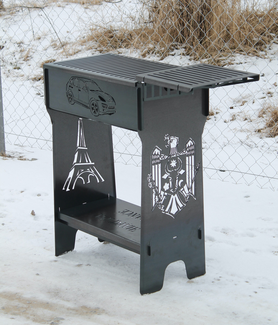 Мангал високий PAN на 8-16 шампурів, 3 мм. Зі столиком і гравіюванням, фото 1