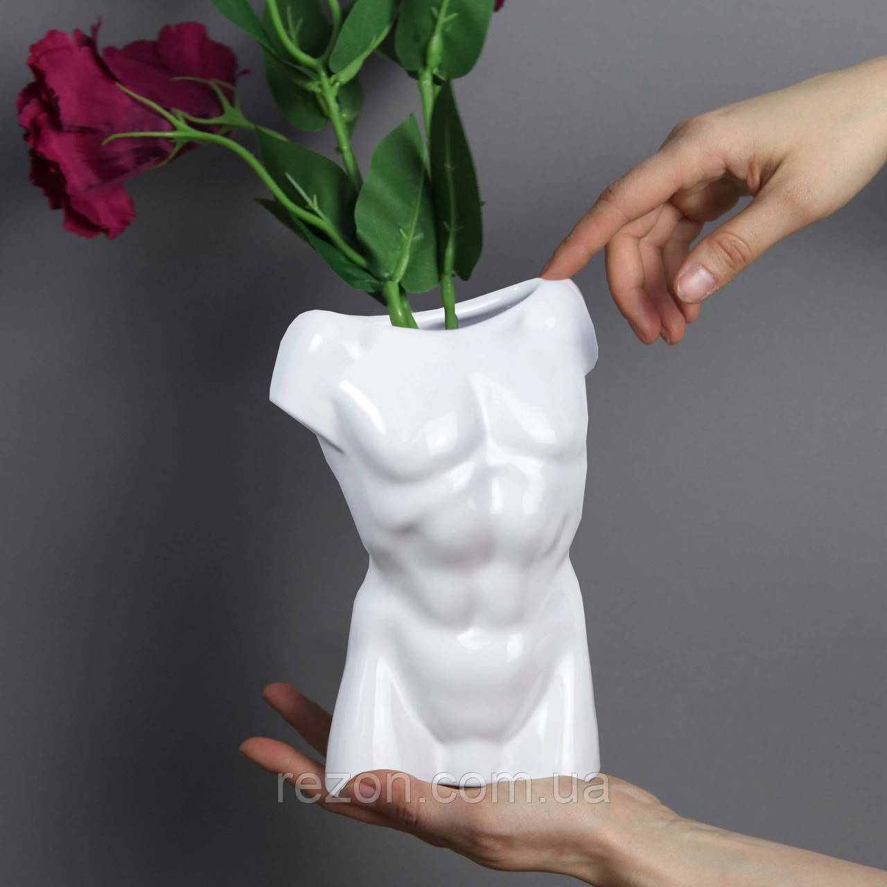 Декор ваза статуетка "Аполлон" Білий мат кераміка 18 см V018