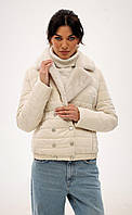 Куртка-бомбер женская короткая утепленная белая Marshal Wolf MKMO-167-2